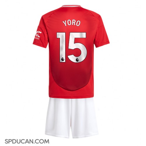 Dječji Nogometni Dres Manchester United Leny Yoro #15 Domaci 2024-25 Kratak Rukav (+ Kratke hlače)